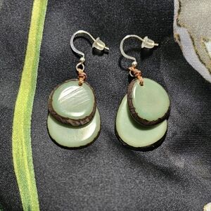 Natural Shell Green Dangle Earrings